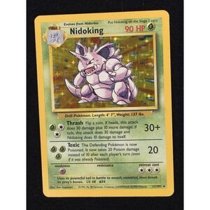 Nidoking Pokemon Card 11/102 Stage 2 90 HP Drill Pokemon